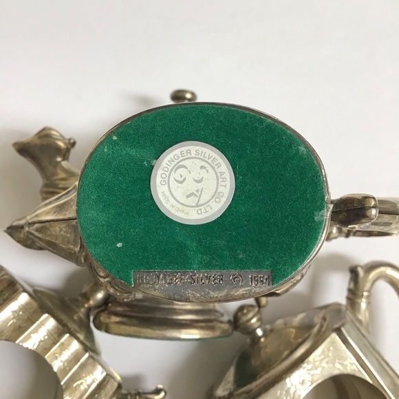 Teapot Napkin Rings SET OF 4 Godinger Silver-plate Mixed Silver Art 1994 Vintage - Picture 6 of 14